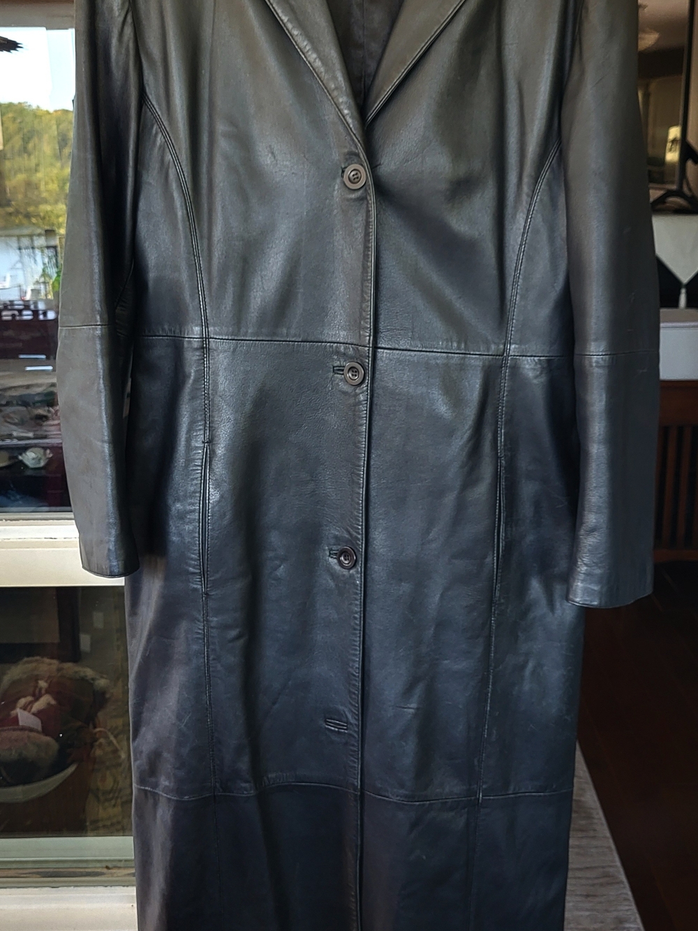 Women's Beardmore Black Leather Long Coat - Classic Tailored Style
